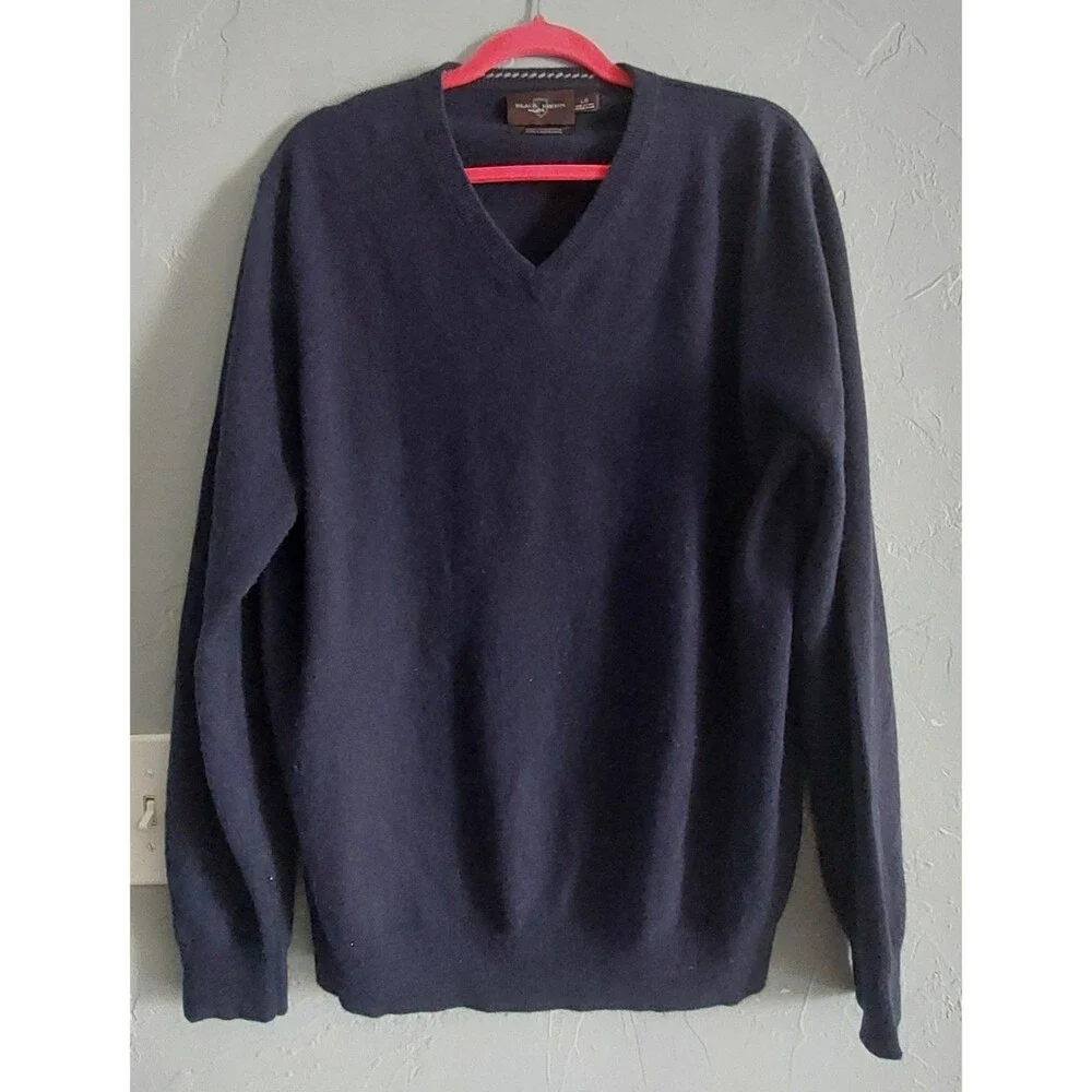 BLACK  BROWN 1826 Sweater Men Size L/G,100% Cashmere,Blue Marine, Very Soft,good
